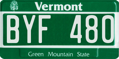 VT license plate BYF480