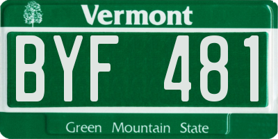 VT license plate BYF481
