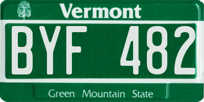 VT license plate BYF482
