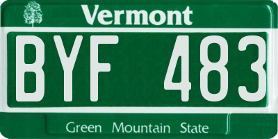 VT license plate BYF483