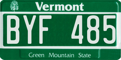 VT license plate BYF485