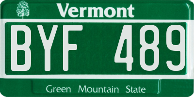 VT license plate BYF489