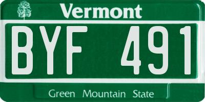 VT license plate BYF491