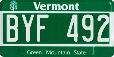 VT license plate BYF492