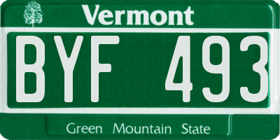 VT license plate BYF493