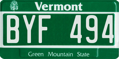VT license plate BYF494