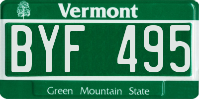 VT license plate BYF495