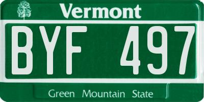 VT license plate BYF497