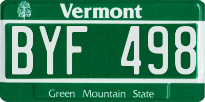 VT license plate BYF498