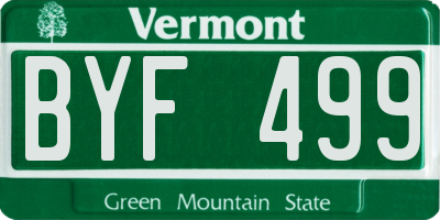 VT license plate BYF499