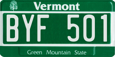 VT license plate BYF501