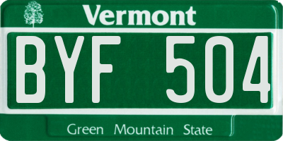 VT license plate BYF504