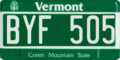 VT license plate BYF505