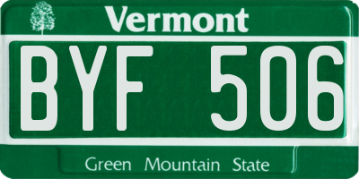 VT license plate BYF506