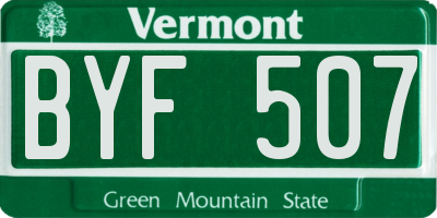 VT license plate BYF507