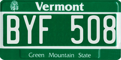 VT license plate BYF508