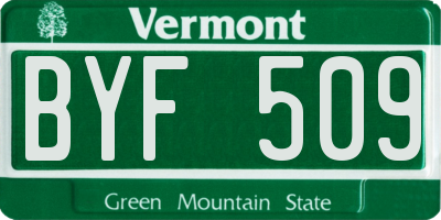 VT license plate BYF509