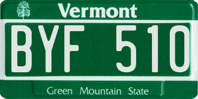 VT license plate BYF510