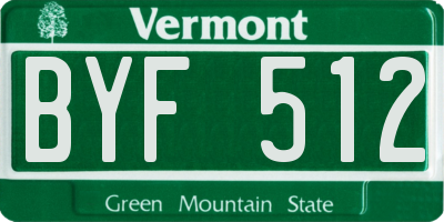 VT license plate BYF512