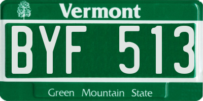 VT license plate BYF513