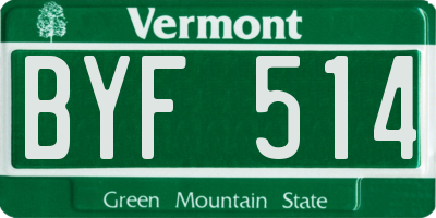 VT license plate BYF514