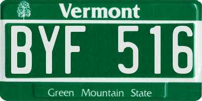 VT license plate BYF516
