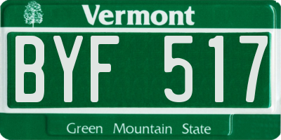VT license plate BYF517