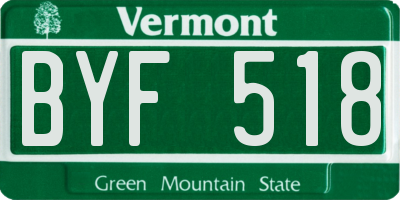 VT license plate BYF518