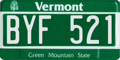VT license plate BYF521