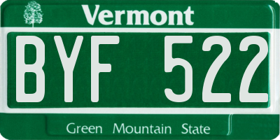 VT license plate BYF522