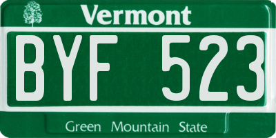 VT license plate BYF523