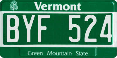 VT license plate BYF524