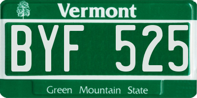 VT license plate BYF525