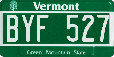 VT license plate BYF527