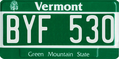 VT license plate BYF530