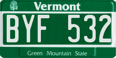 VT license plate BYF532