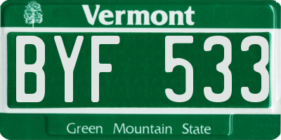 VT license plate BYF533