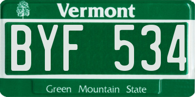 VT license plate BYF534