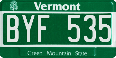VT license plate BYF535