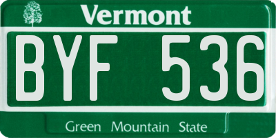 VT license plate BYF536
