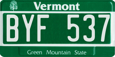 VT license plate BYF537