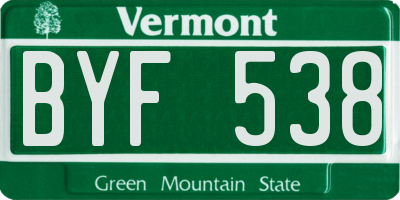 VT license plate BYF538