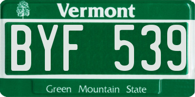 VT license plate BYF539