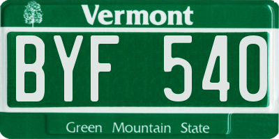 VT license plate BYF540
