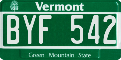 VT license plate BYF542