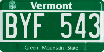 VT license plate BYF543