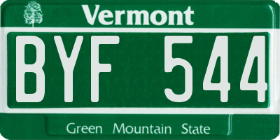 VT license plate BYF544