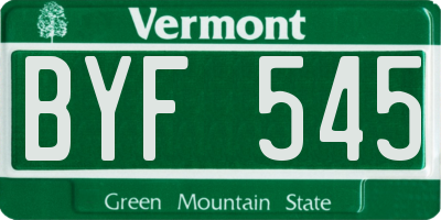 VT license plate BYF545