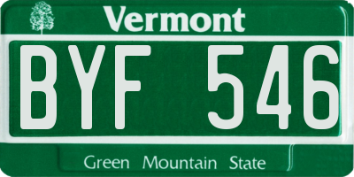 VT license plate BYF546