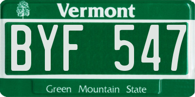 VT license plate BYF547